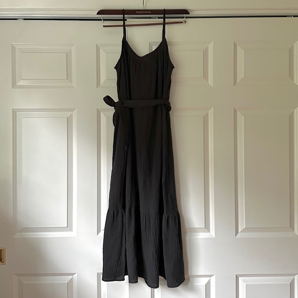 GAP Gauze Midi Dress with Adjustable Straps, Black, Size Small (NWT)
